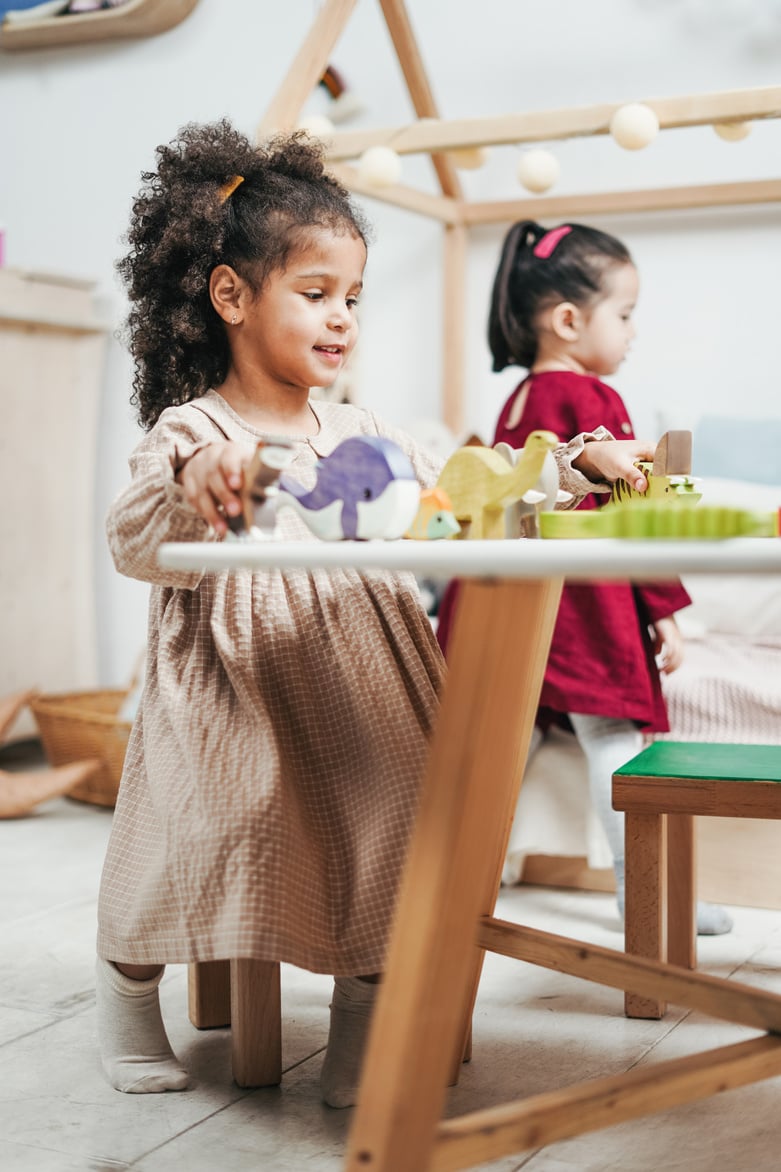 Kids Playing with Wooden Toys